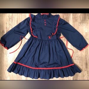 Navy and Red Ruffle Kids Vintage dress by Bryan